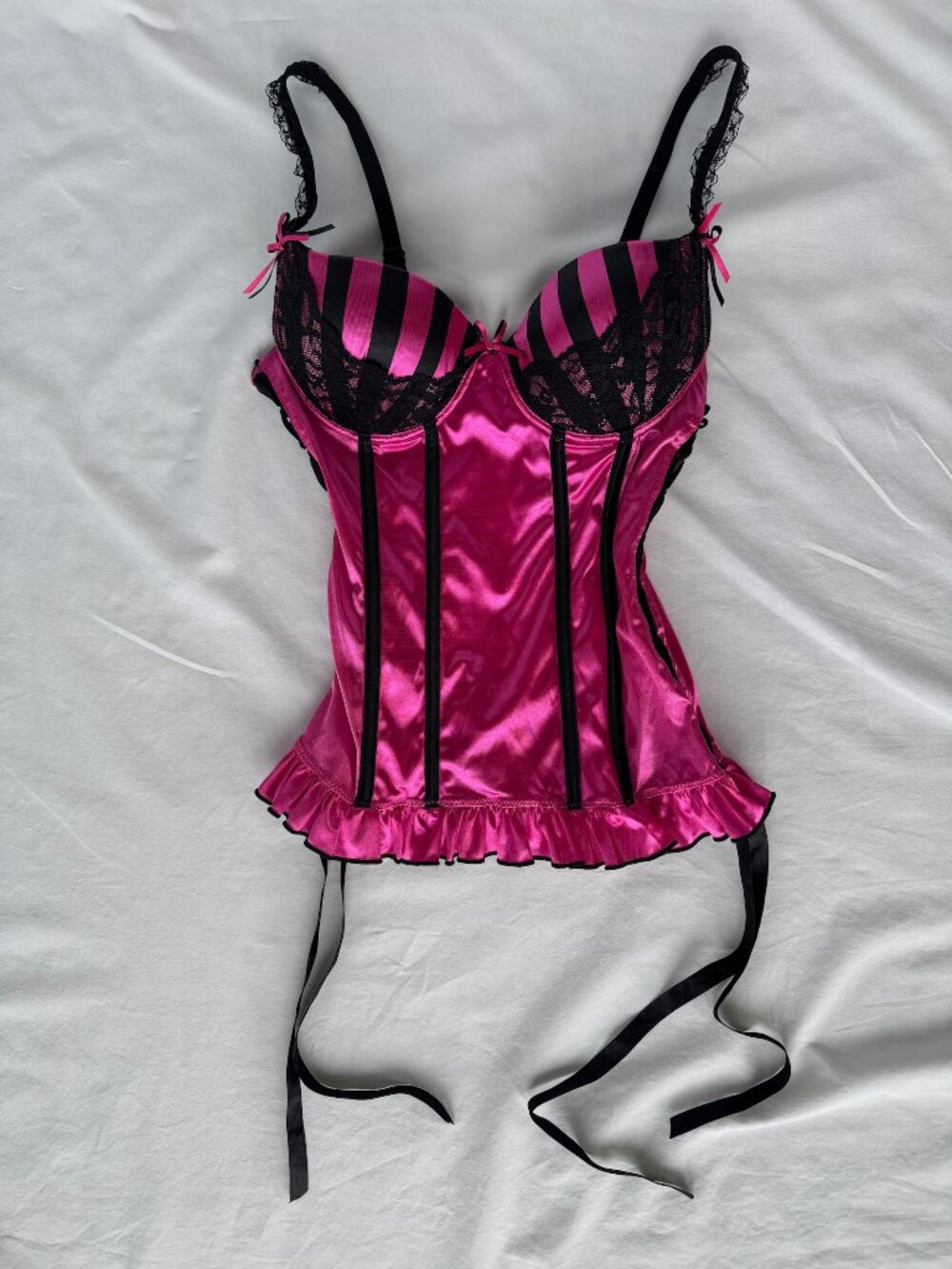 Morbid Threads Y2K Pink Black Corset Bustier 32B